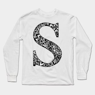 Mandala Letter Capital S Long Sleeve T-Shirt